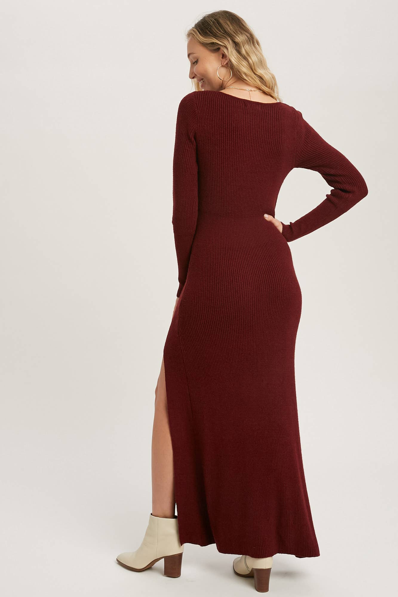 HIGH SLIT MAXI KNIT DRESS