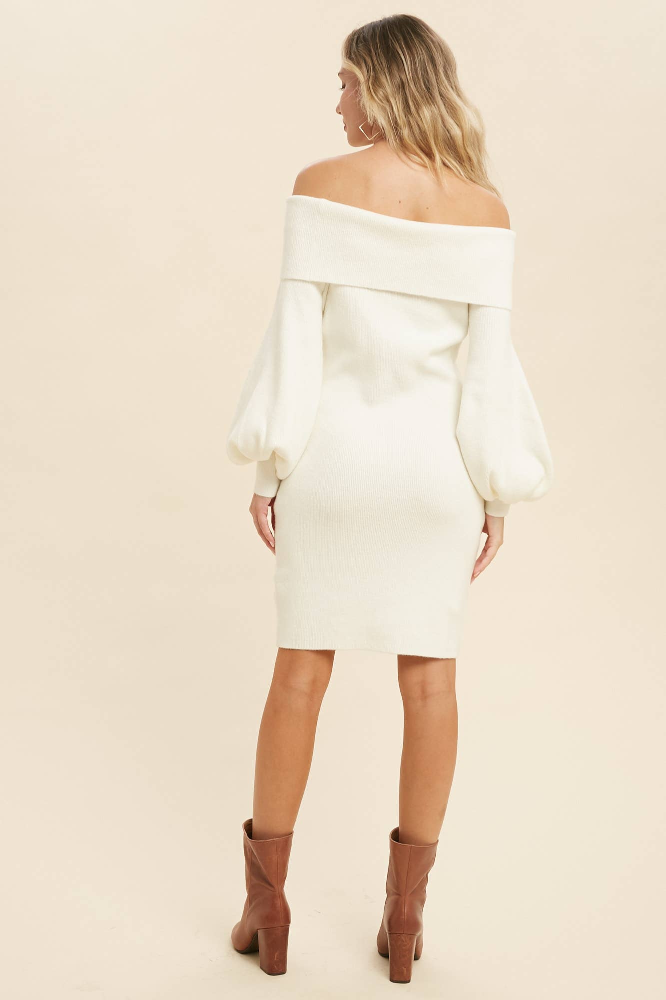 OFF SHOULDER SWEATER DRESS