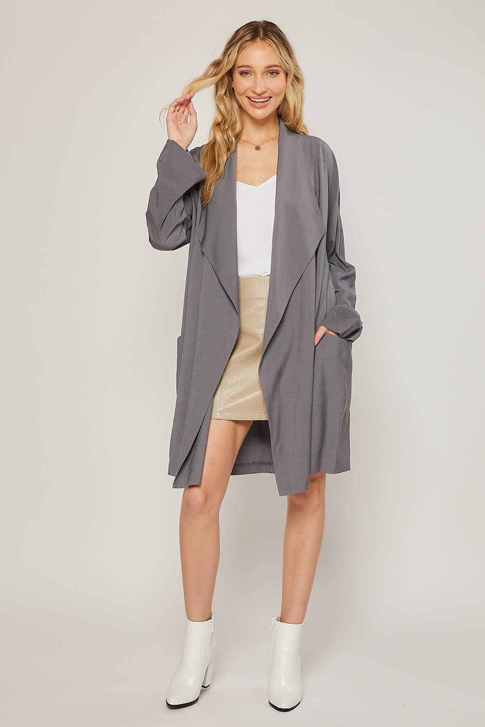 OVERSIZED DRAPE FRONT TRENCH DUSTER