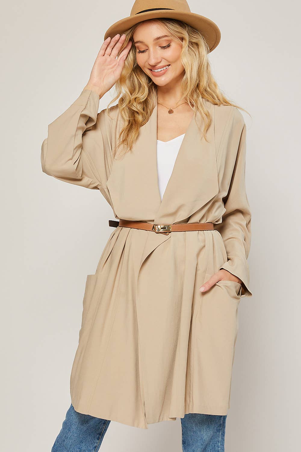 OVERSIZED DRAPE FRONT TRENCH DUSTER