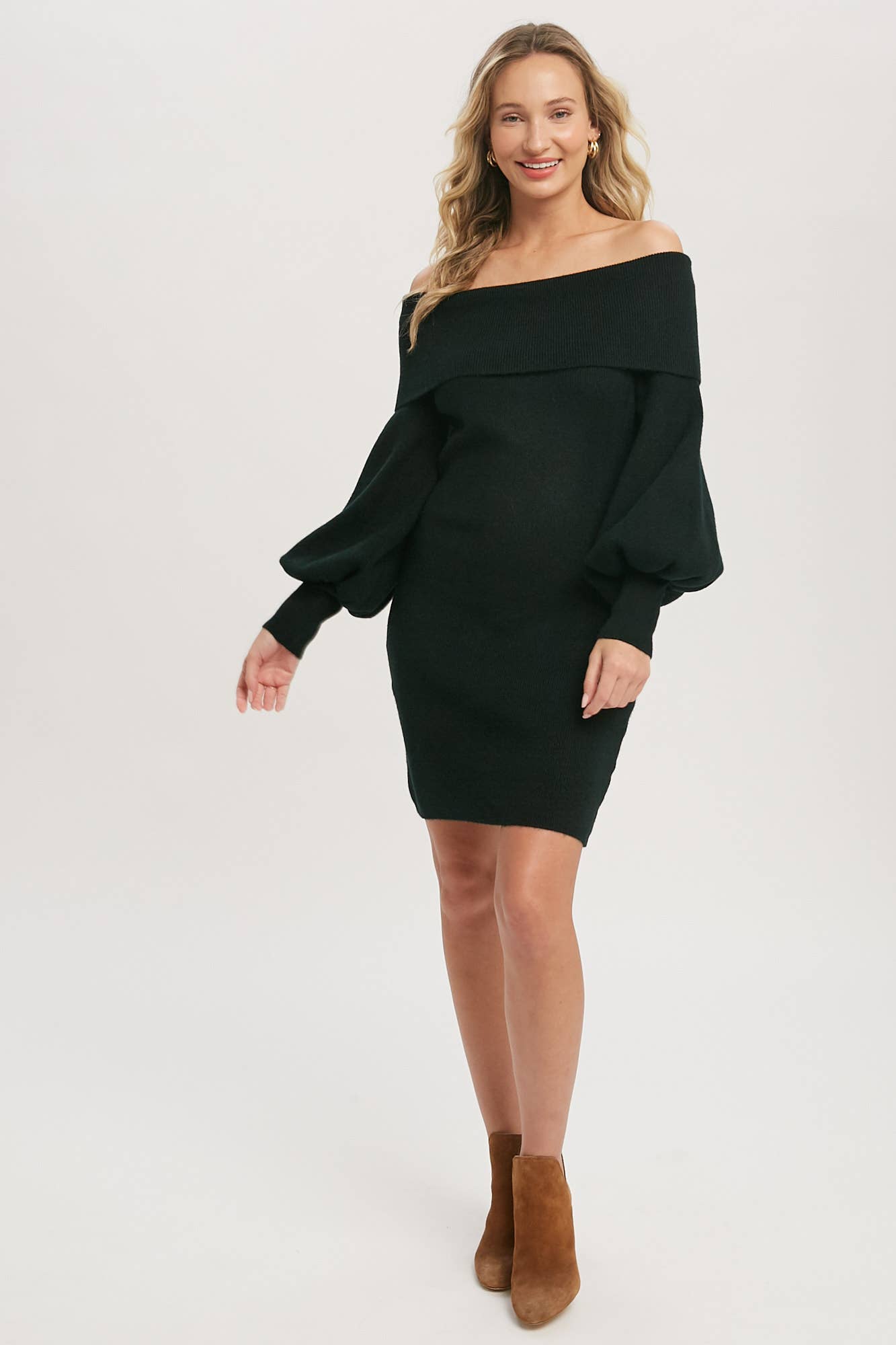 OFF SHOULDER SWEATER DRESS