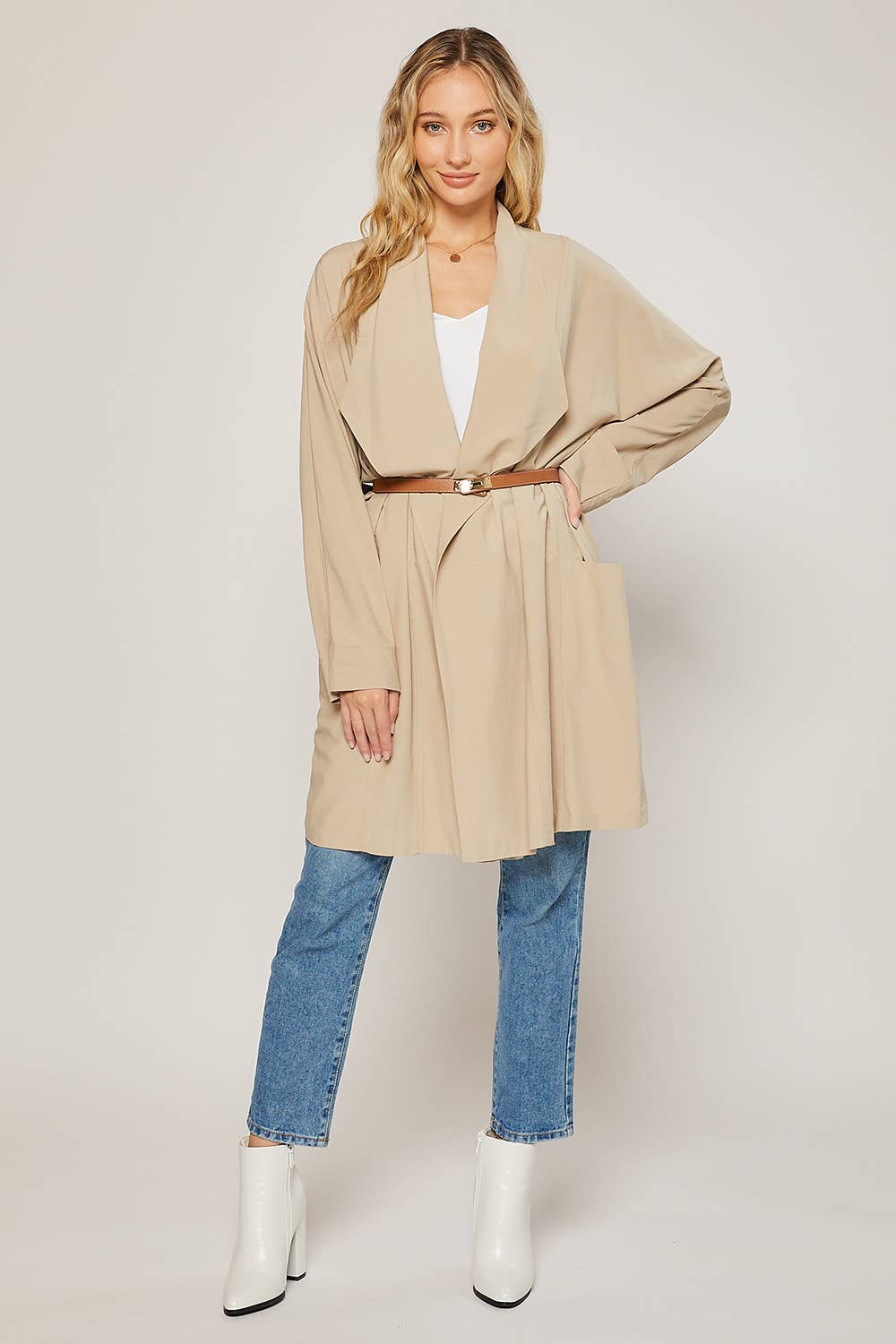 OVERSIZED DRAPE FRONT TRENCH DUSTER
