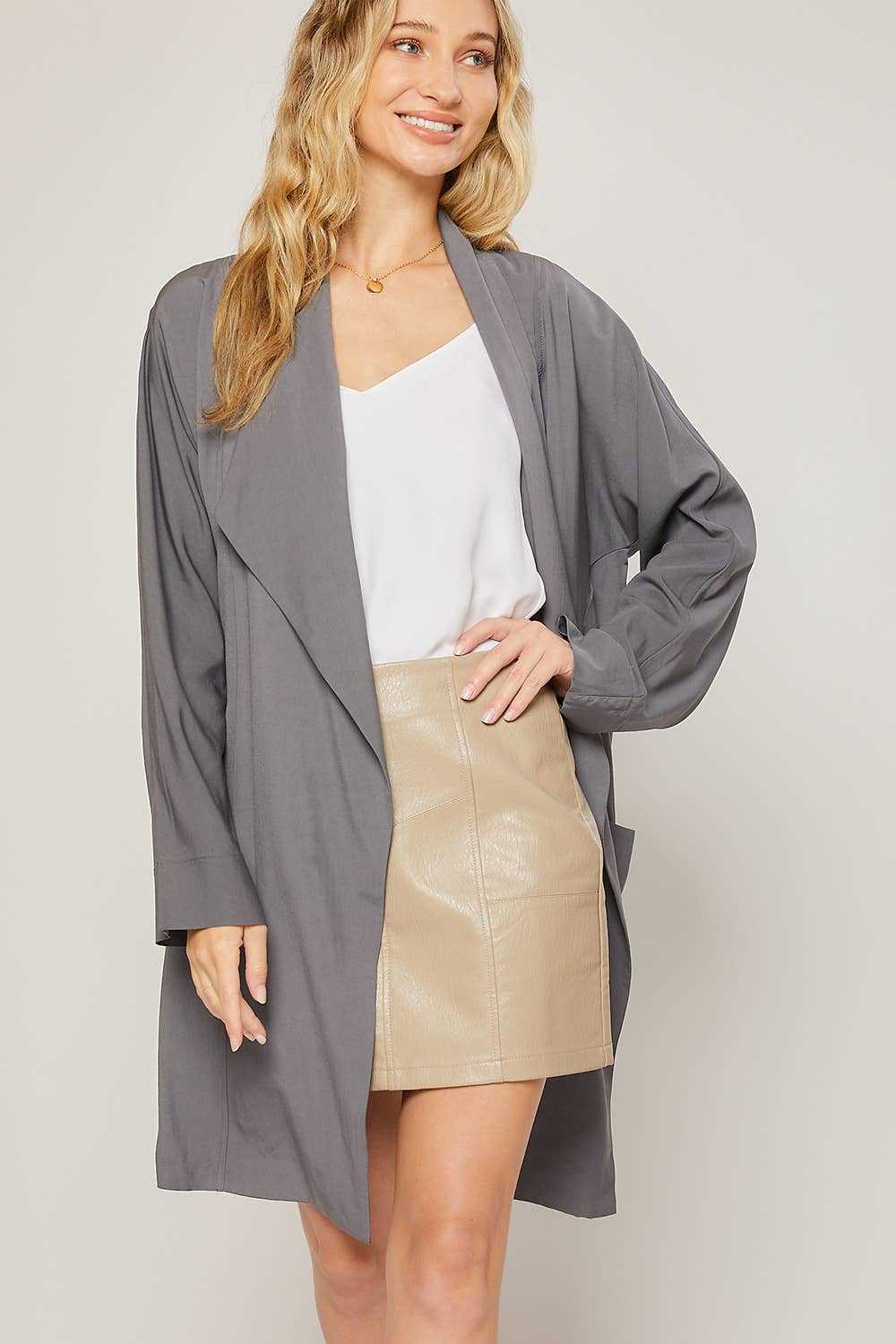 OVERSIZED DRAPE FRONT TRENCH DUSTER