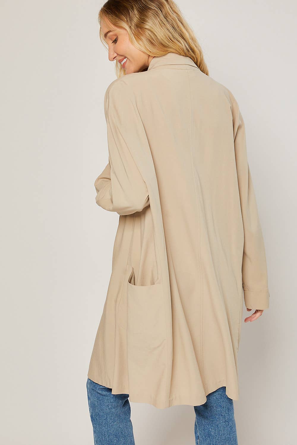OVERSIZED DRAPE FRONT TRENCH DUSTER