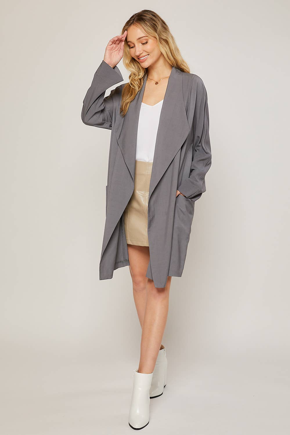 OVERSIZED DRAPE FRONT TRENCH DUSTER