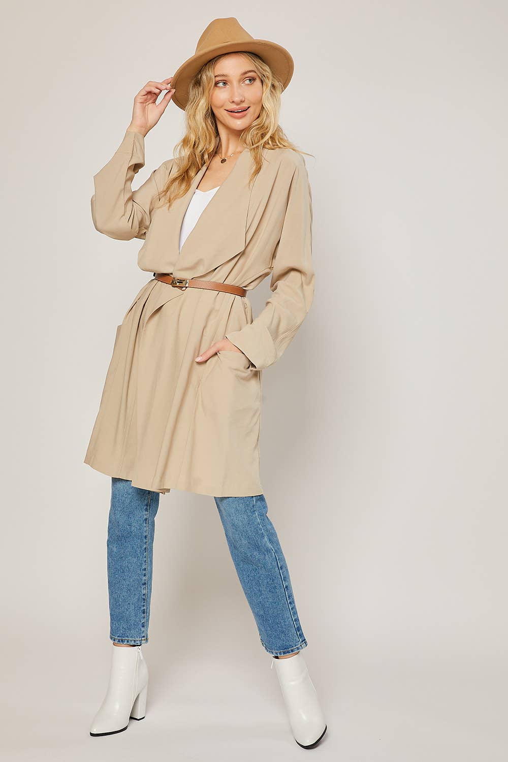 OVERSIZED DRAPE FRONT TRENCH DUSTER