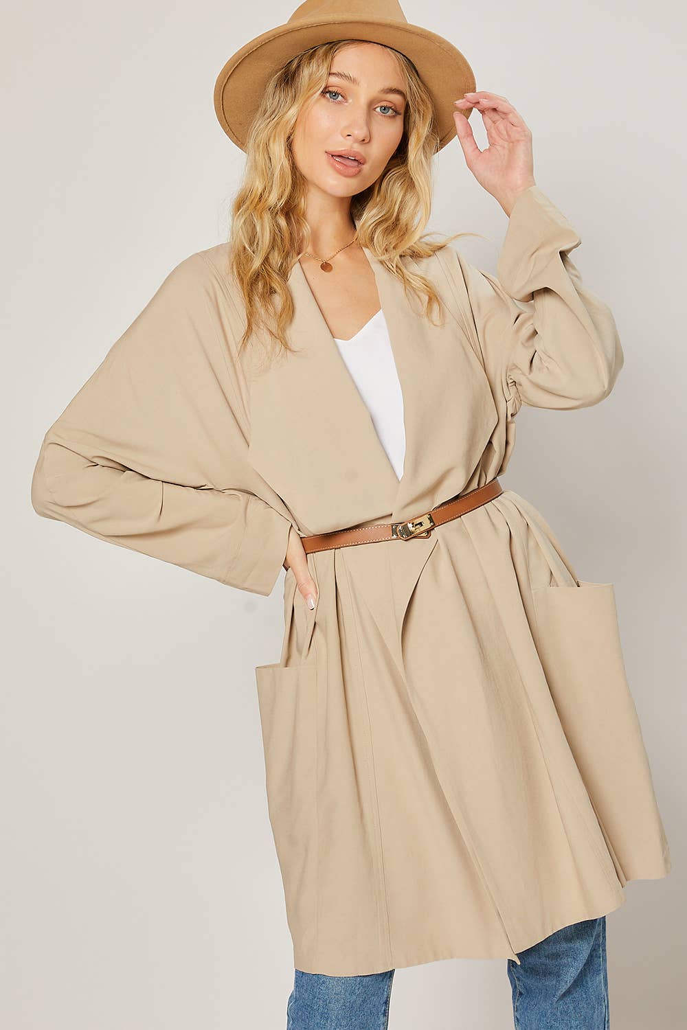 OVERSIZED DRAPE FRONT TRENCH DUSTER