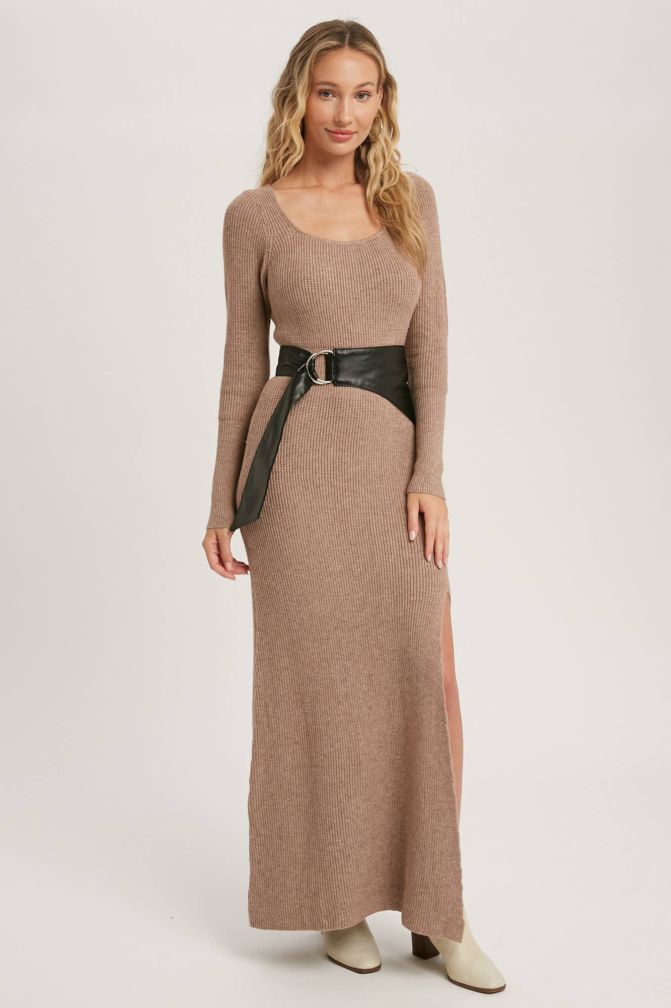 HIGH SLIT MAXI KNIT DRESS
