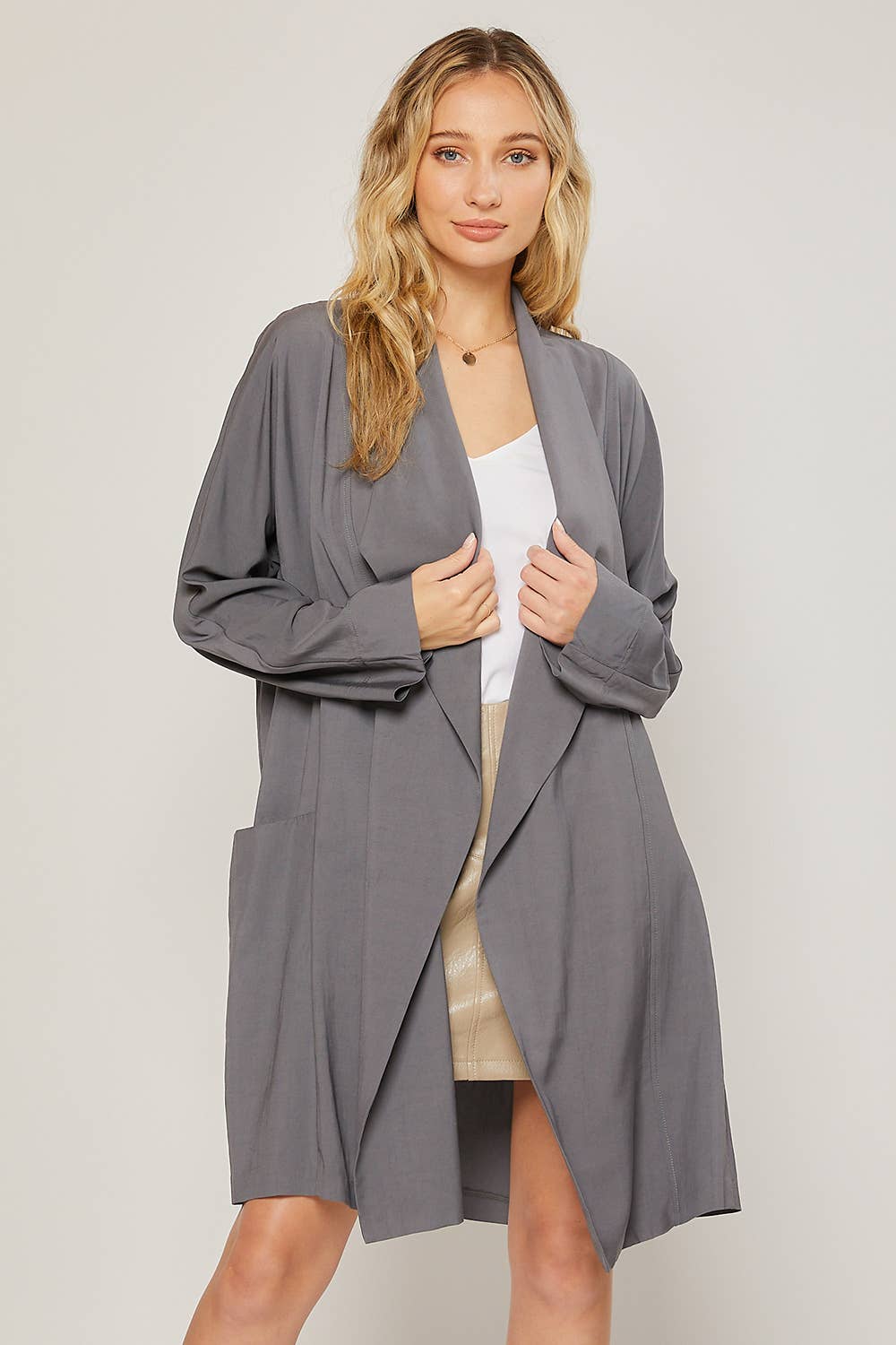 OVERSIZED DRAPE FRONT TRENCH DUSTER