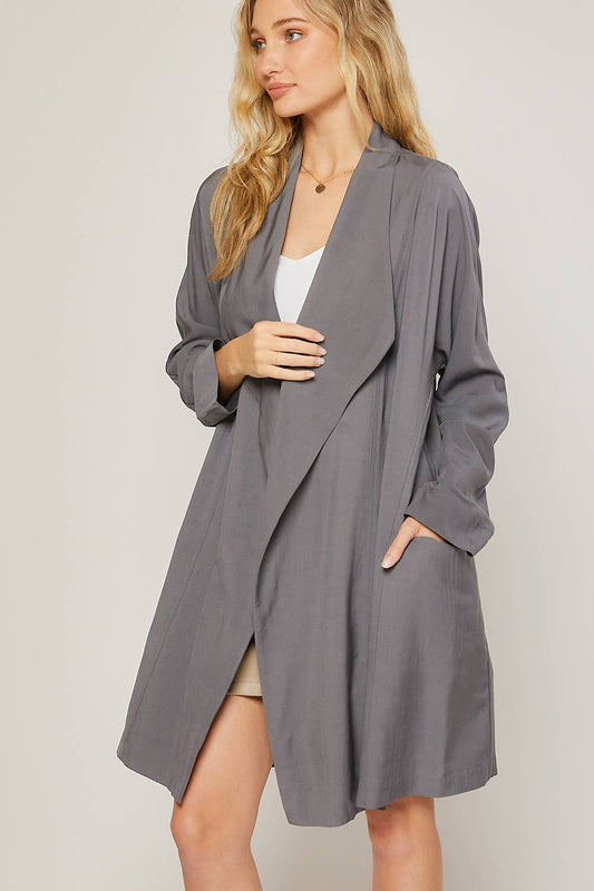 OVERSIZED DRAPE FRONT TRENCH DUSTER