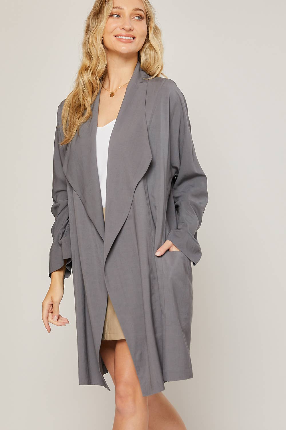 OVERSIZED DRAPE FRONT TRENCH DUSTER