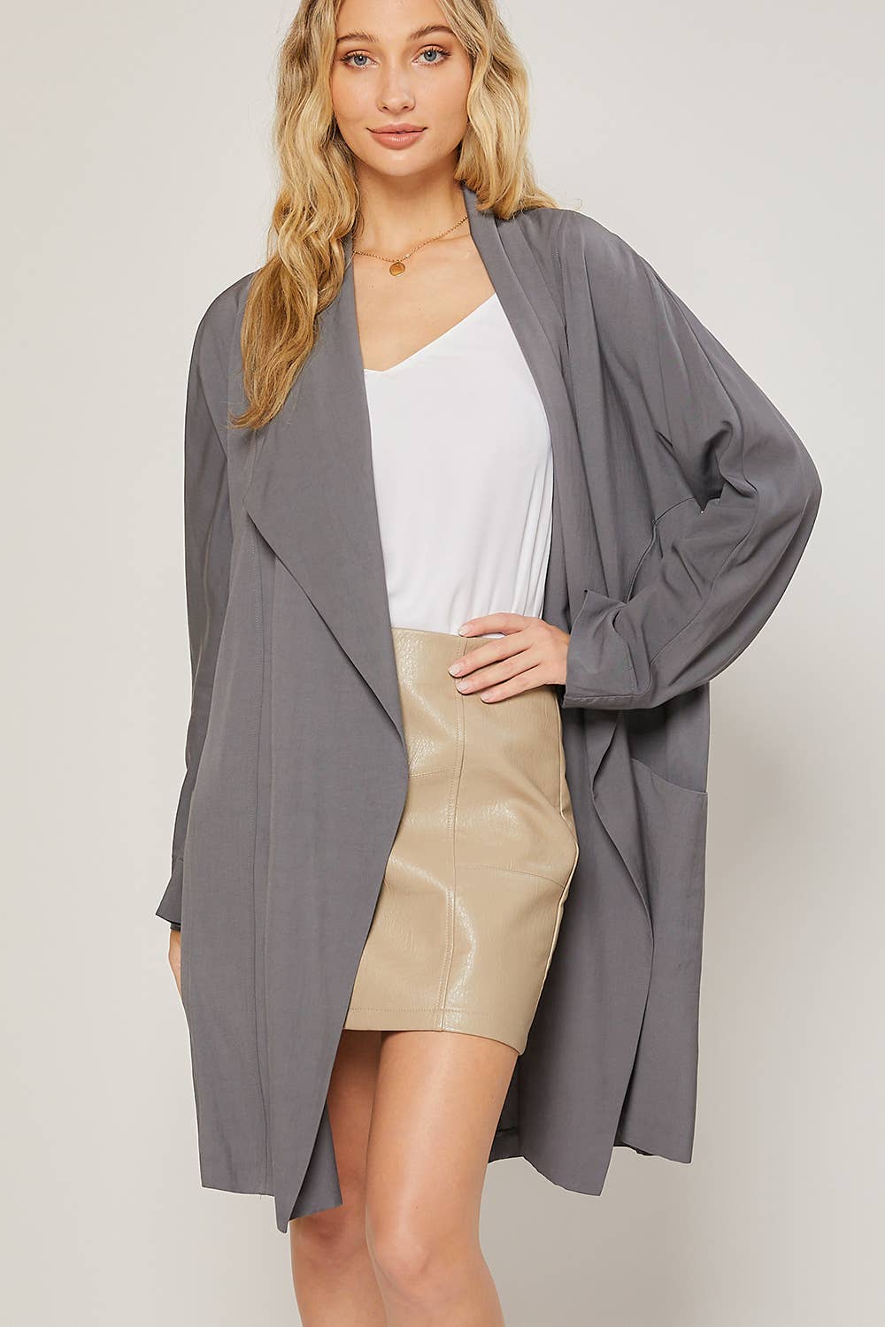 OVERSIZED DRAPE FRONT TRENCH DUSTER