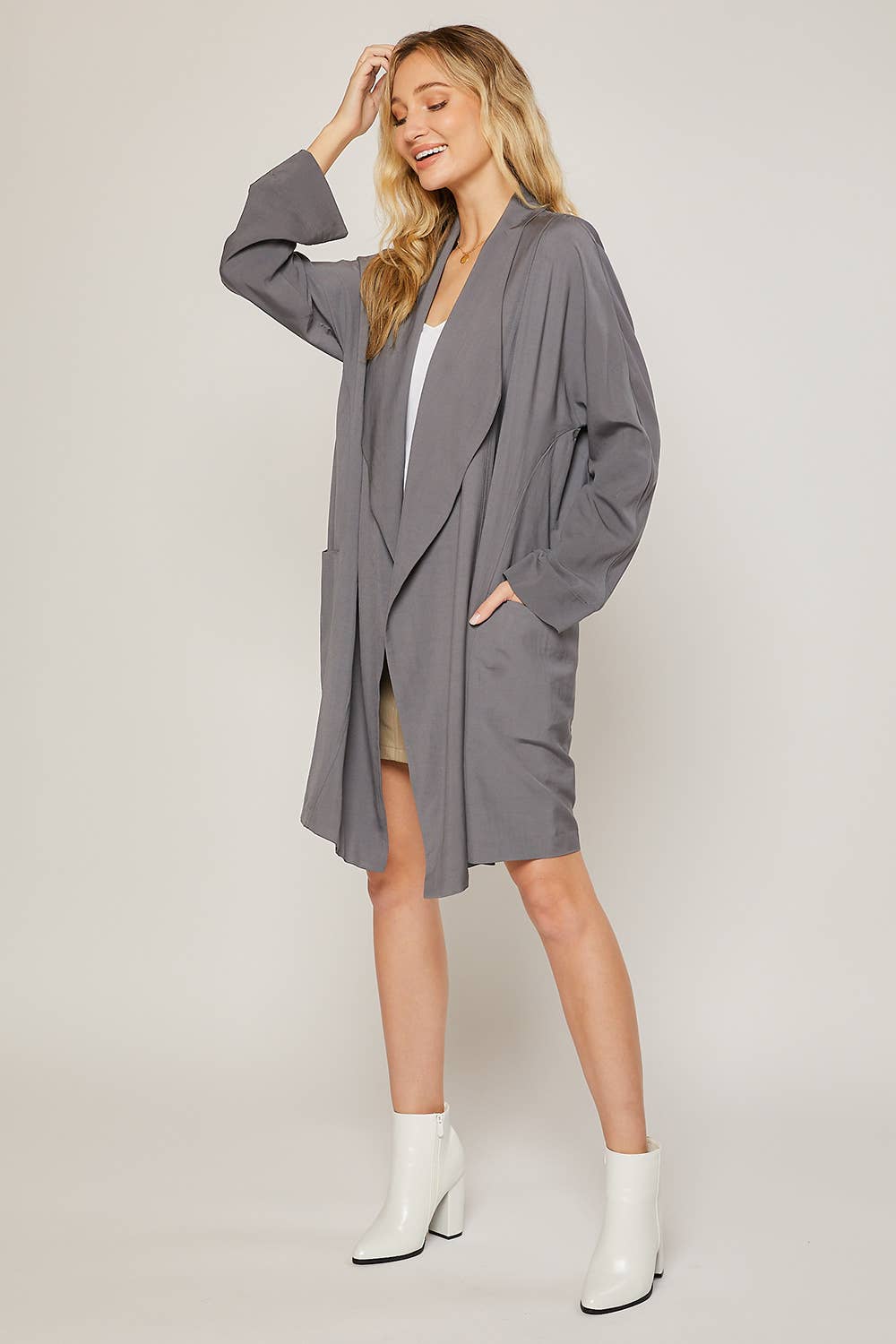 OVERSIZED DRAPE FRONT TRENCH DUSTER