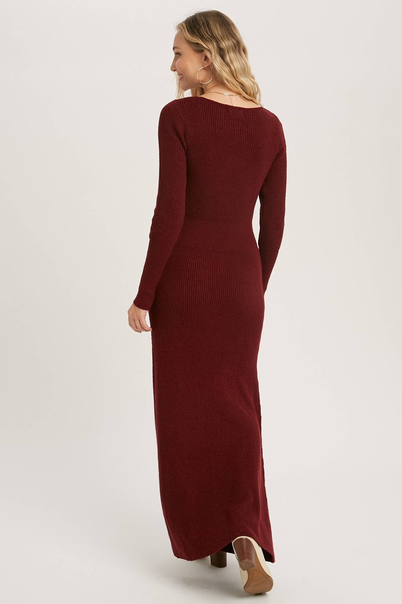 HIGH SLIT MAXI KNIT DRESS