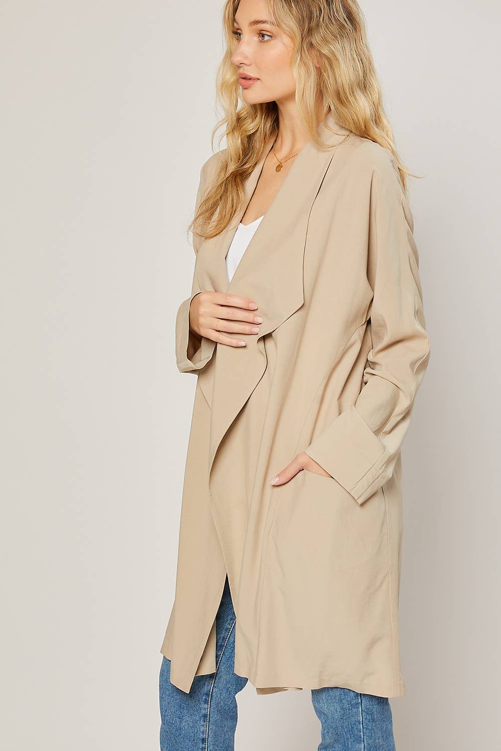 OVERSIZED DRAPE FRONT TRENCH DUSTER